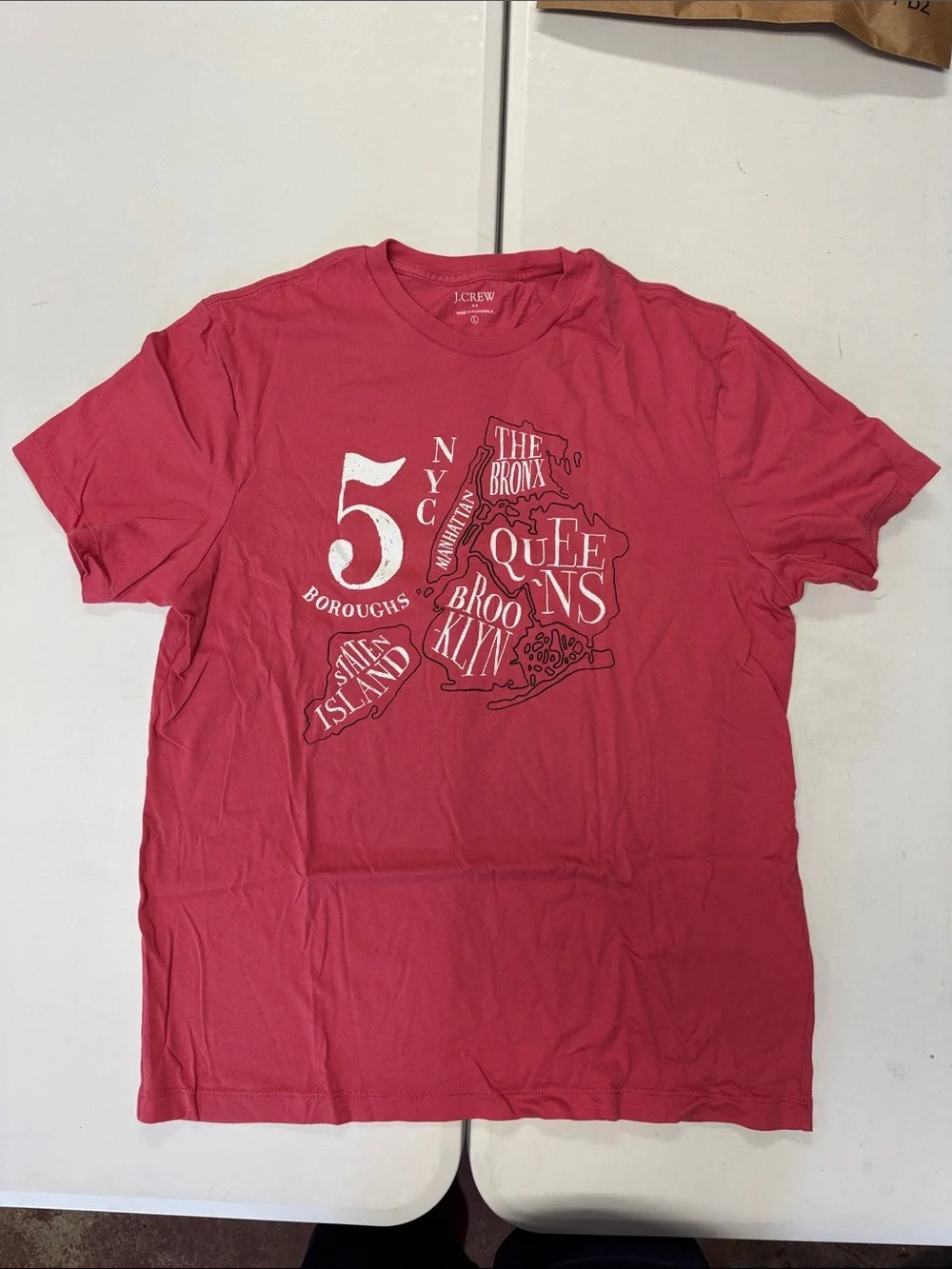 J. Crew Men's Red Short-Sleeve NYC Boroughs Graphic Tee